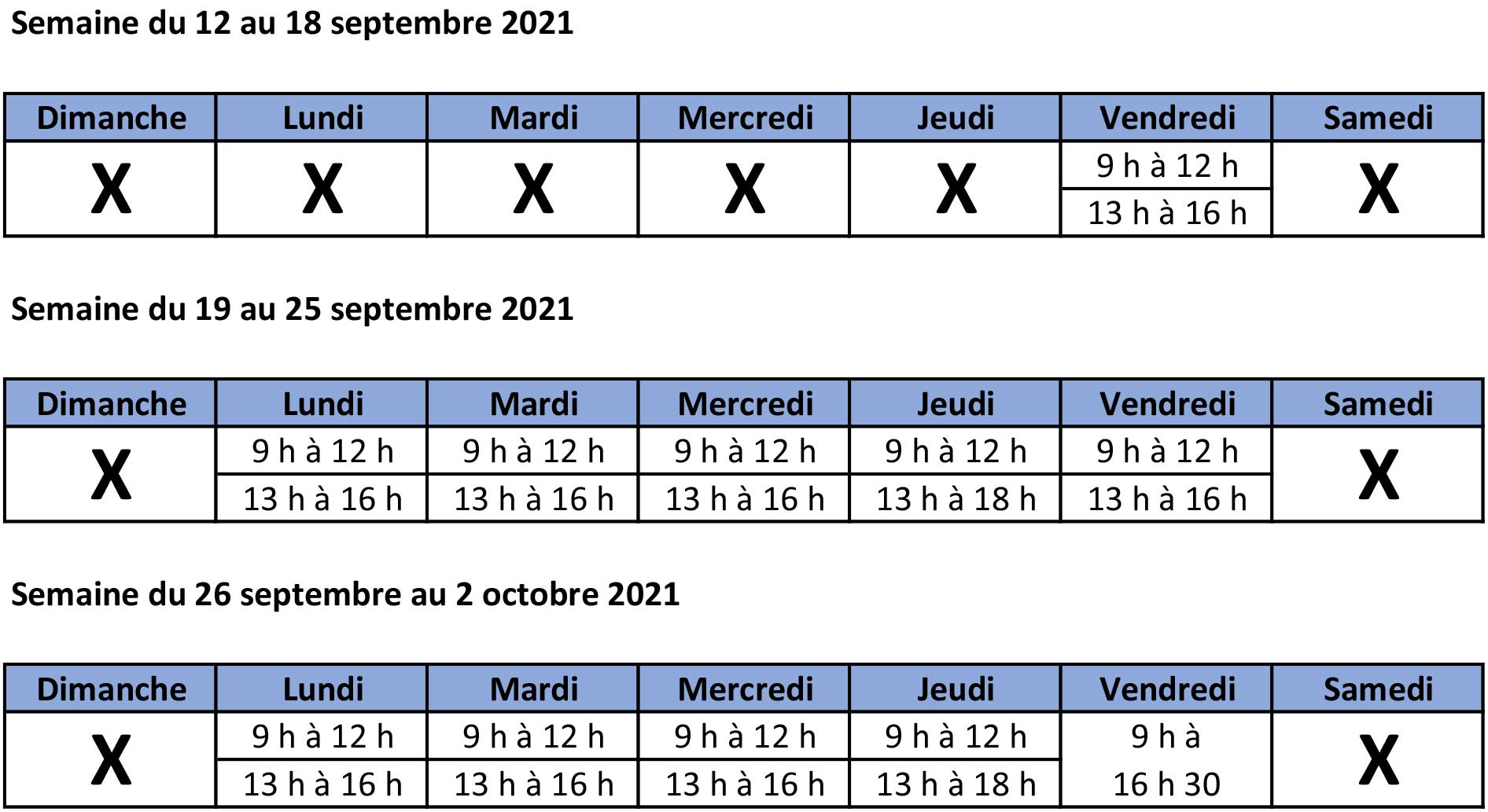 Horaire